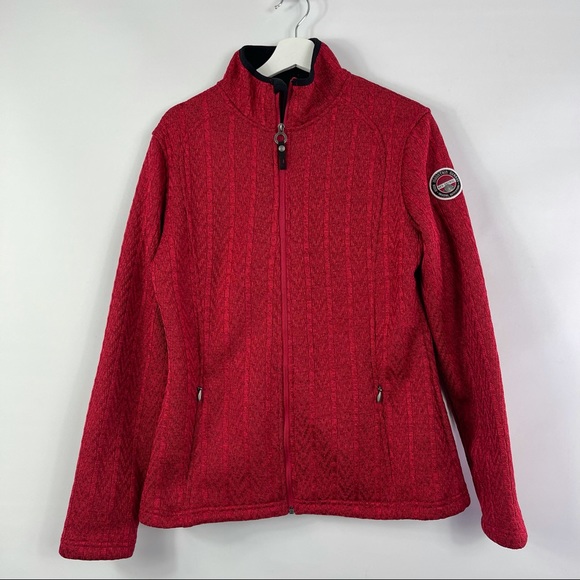 KILLTEC Fleece Full Zip Jacket in Dark Red Size 12 or Size Large Like New - Picture 1 of 8